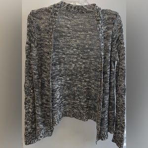 Black& White Knit Style Open Front Cardigan